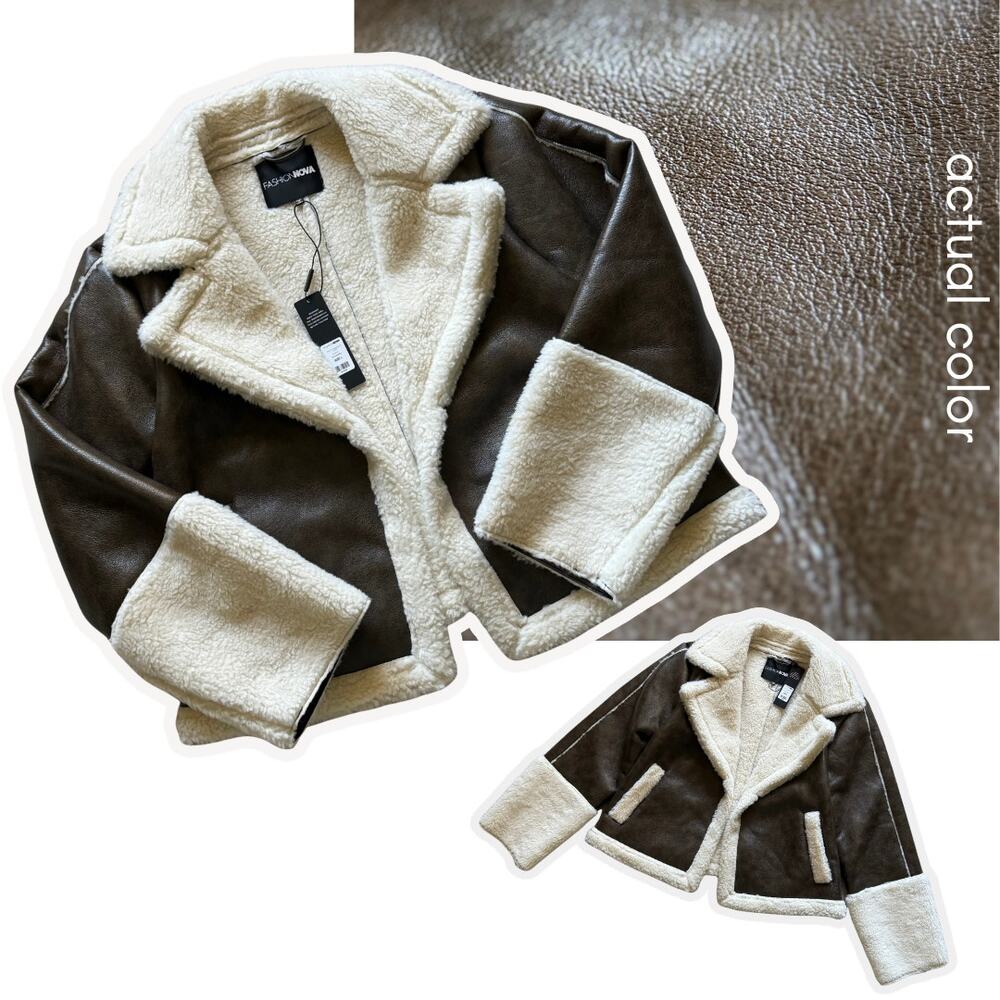 NWT Brown Vegan Leather Fur Fall Winter Streetwear Boho Indie Alt  StreetStyle